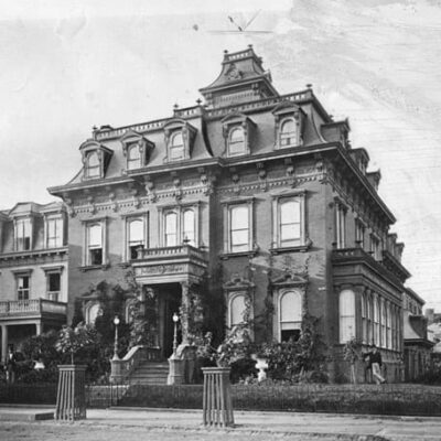 William Stickney residence in the 1870s. William leading against building (source: adolf-cluss.org)
