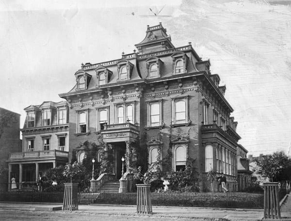 William Stickney residence in the 1870s. William leading against building (source: adolf-cluss.org)