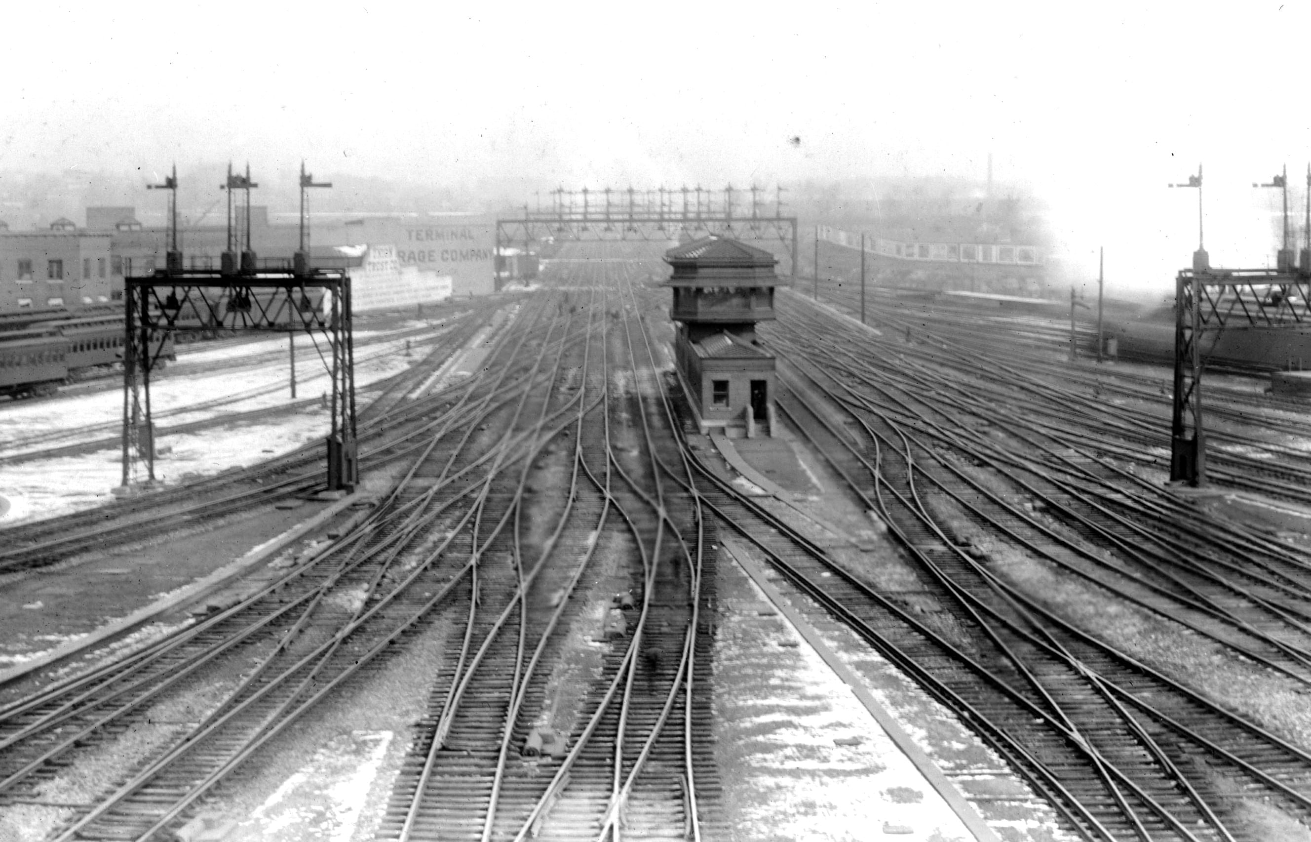 "K" Tower.  The runaway train passed just to the right side of this tower.