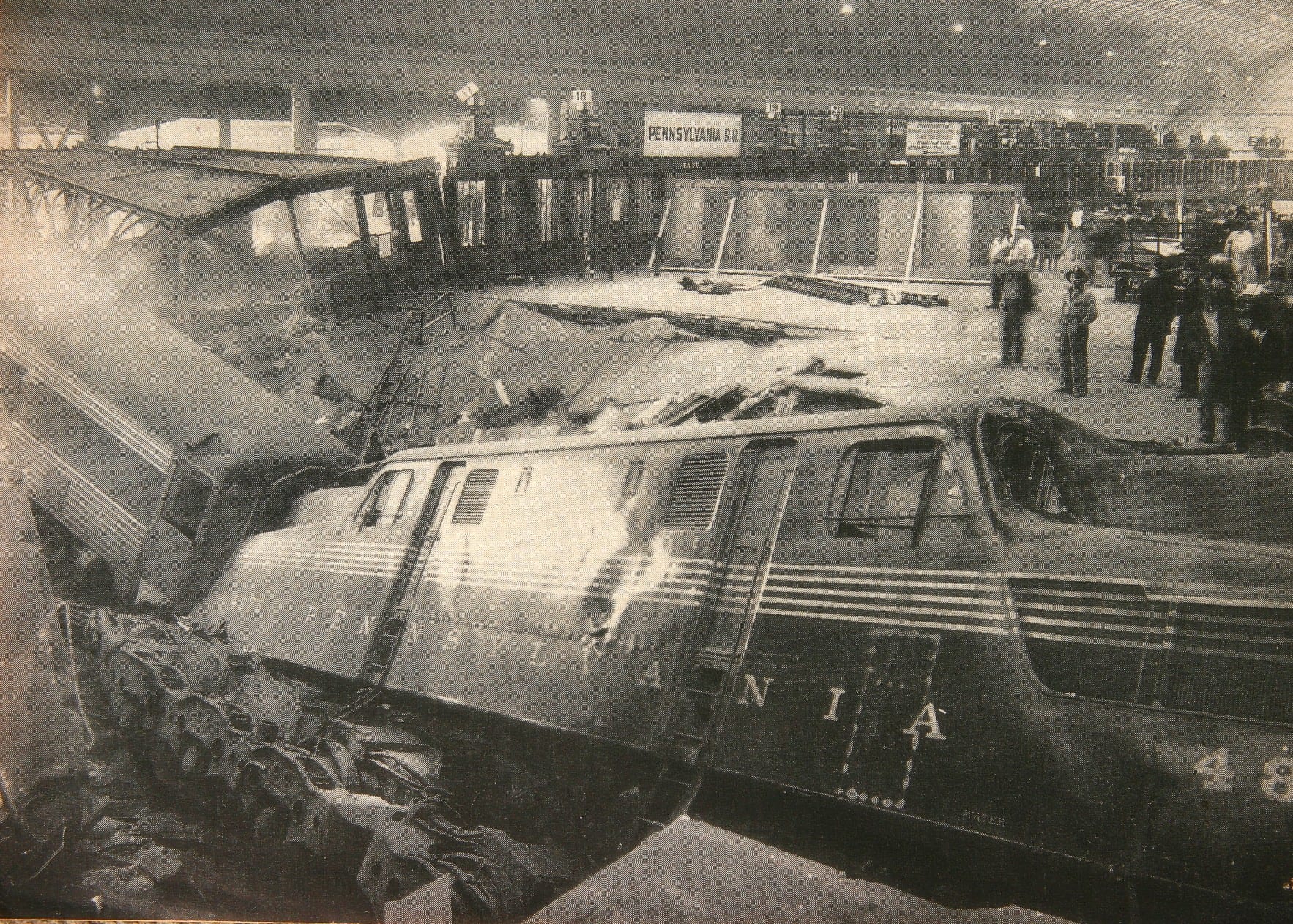 Locomotive and cars through the concourse (Photo courtesy of Trains magazine)