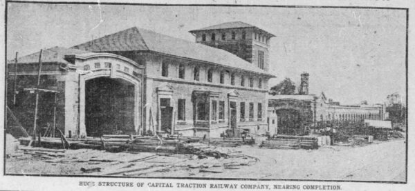 14th St. car barn under construction - August 2nd, 1907 (Washington Times)