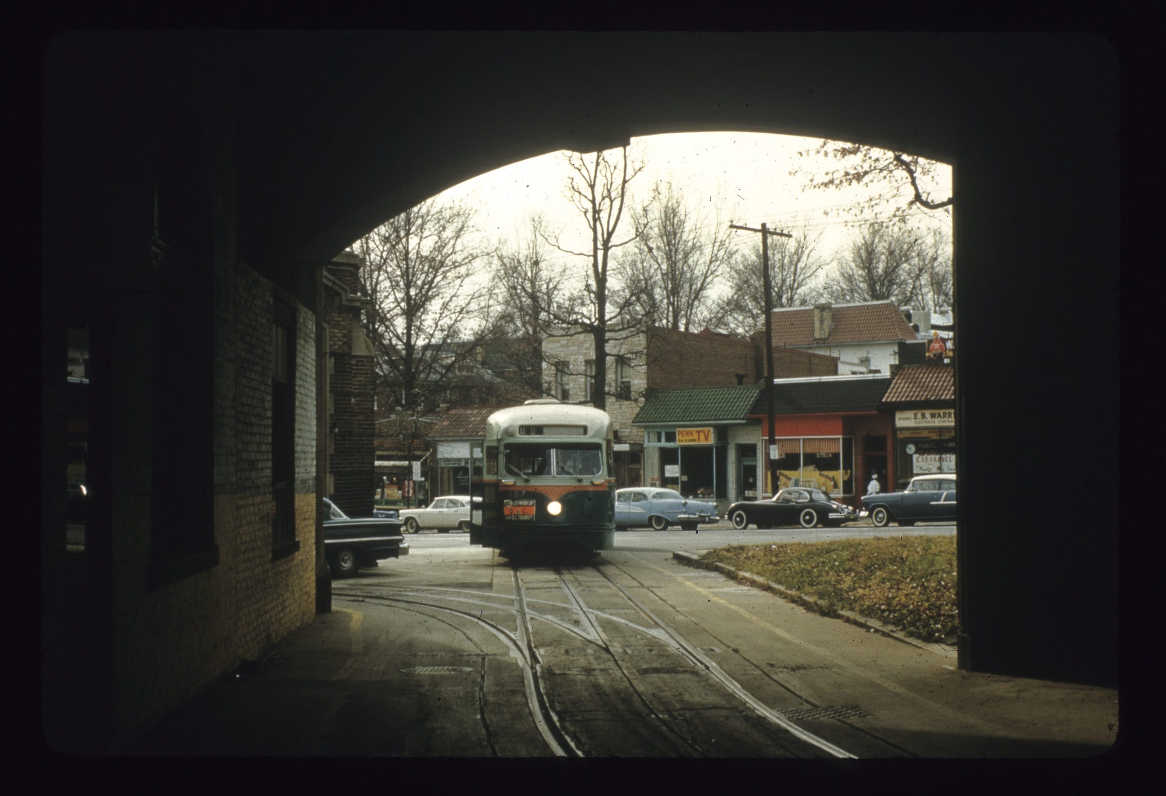 View from the interior of the car barn toward 14th Street, 1961 (source: Park View D.C.)