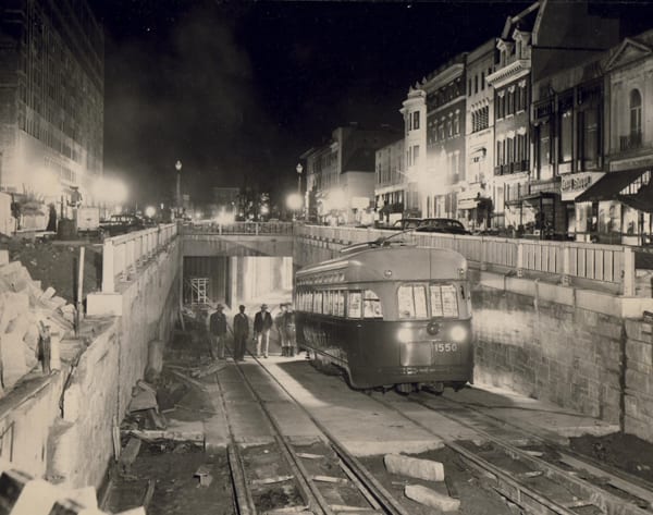 streetcar entering Dupont Underground near end of construction in 1949 (theatlanticcities.com)