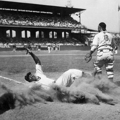 Josh Gibson scores a run in the 1944 Negro League East-West All-Star Game at Comiskey Park