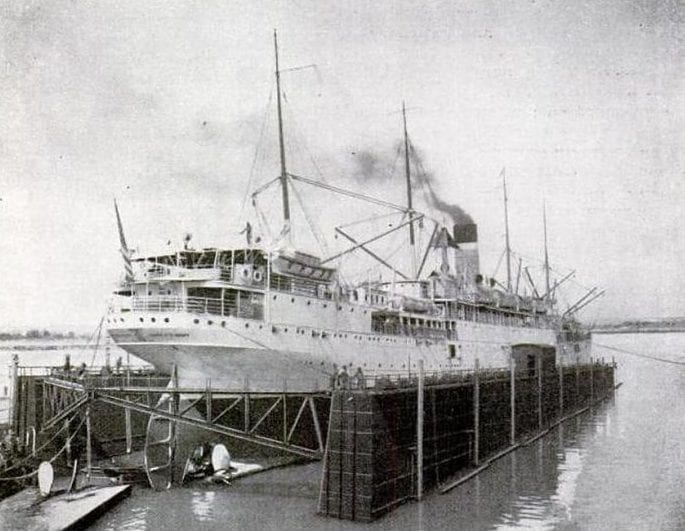 U.S.S. U.S.A.T. in drydock for repairs - 1916 (Wikipedia)