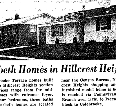 Hillcrest Heights real estate advertisement - September 23rd, 1961