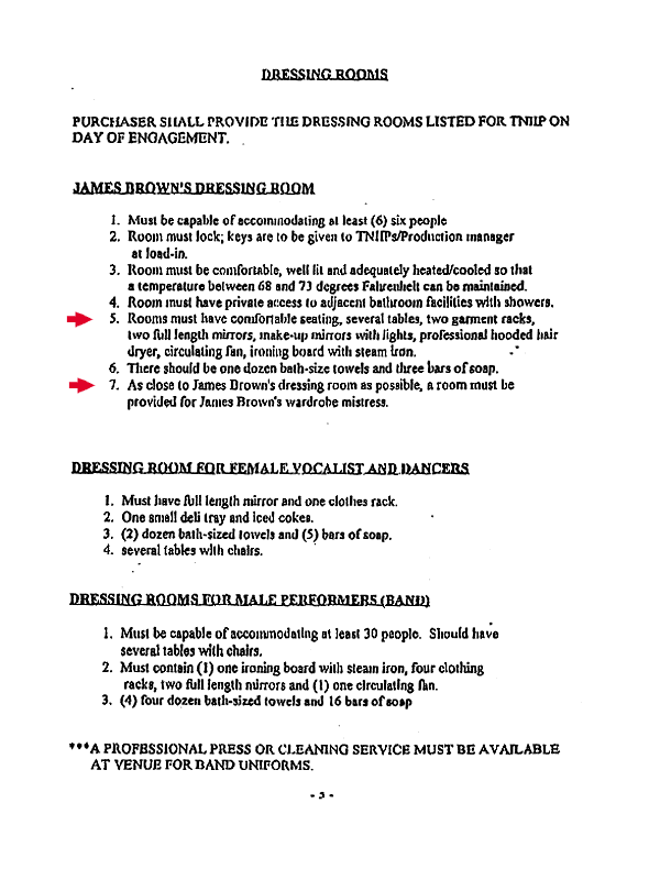 James Brown contract rider (source: thesmokinggun.com)