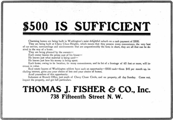 Thomas J. Fisher & Co., Inc. advertisement - April 9th, 1911 (Washington Herald)