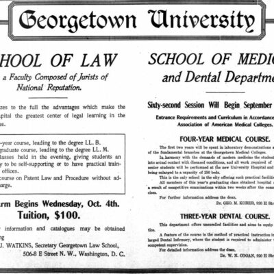 Georgetown University advertisement - September 3rd, 1911 (Washington Times)