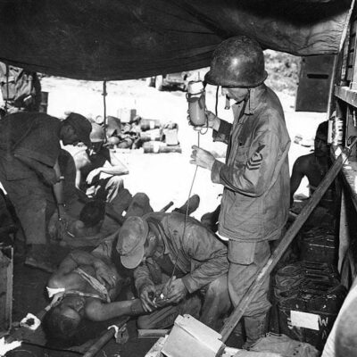 U.S. casualty being treated at Naktong River
