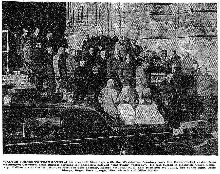 Walter Johnson's casket leaves Washington National Cathedral (Washington Post)