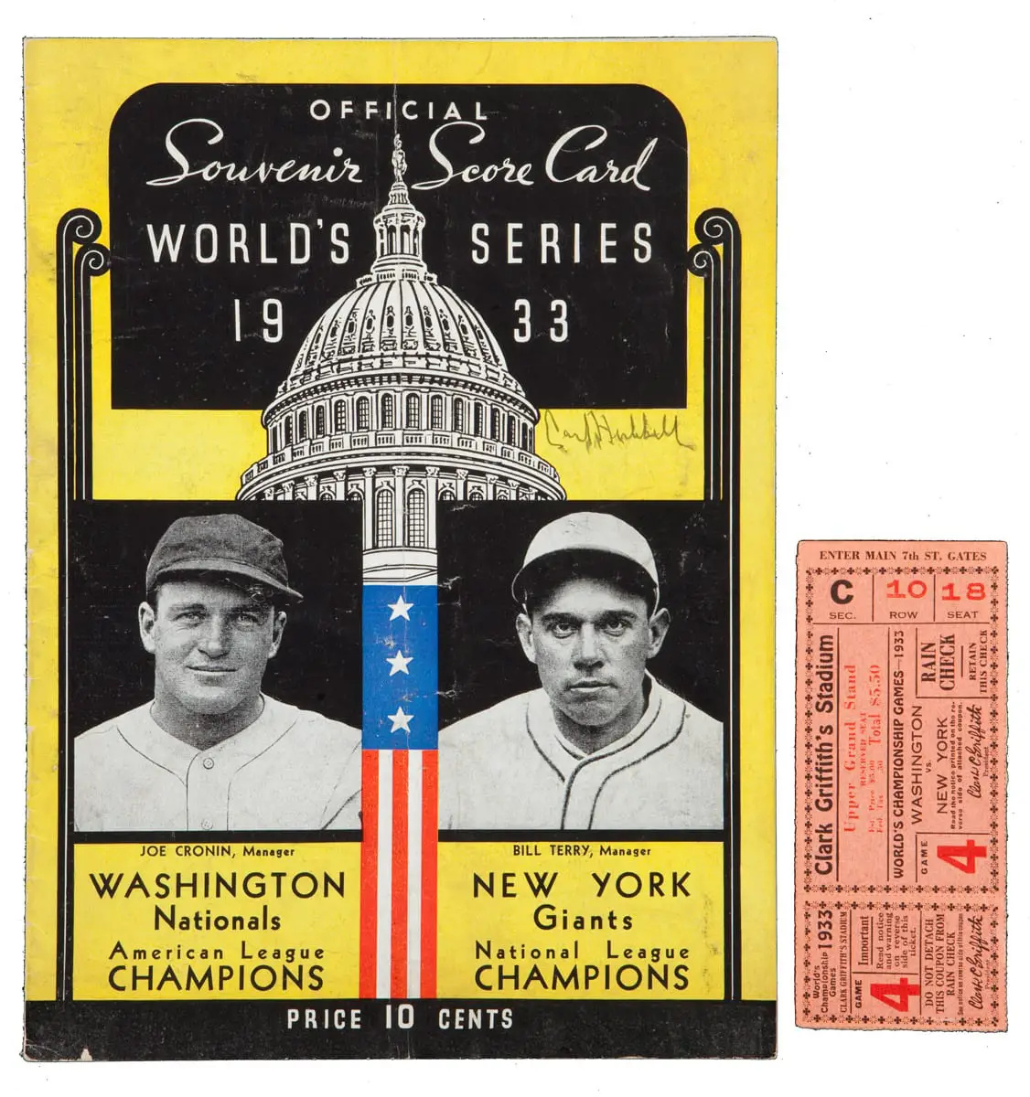 1933 World Series program for game 4