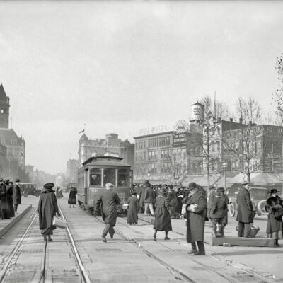 Washington, D.C., circa 1919. "Street scene, Pennsylvania Avenue." Here we see the tower of the Old Post Office as well as a number of vanished Washington landmarks including the Parker Bridget department store.