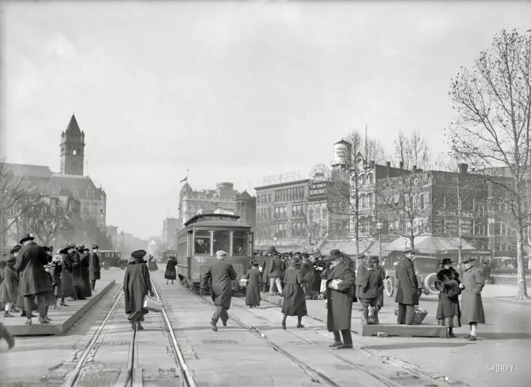 Washington, D.C., circa 1919. "Street scene, Pennsylvania Avenue." Here we see the tower of the Old Post Office as well as a number of vanished Washington landmarks including the Parker Bridget department store.
