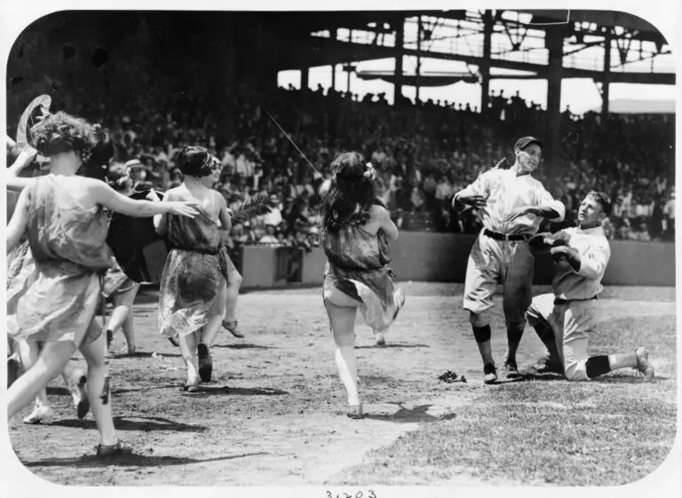 women dancing on the field at Nationals game - 1924 (vanishedamerica.com)