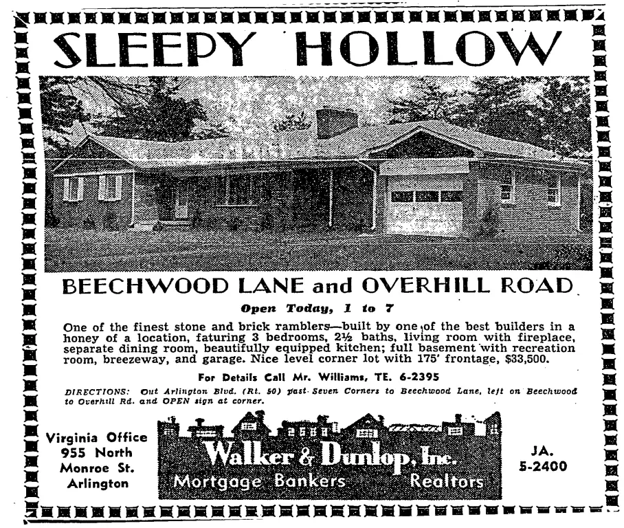 Sleepy Hollow, West Falls Church real estate advertisement