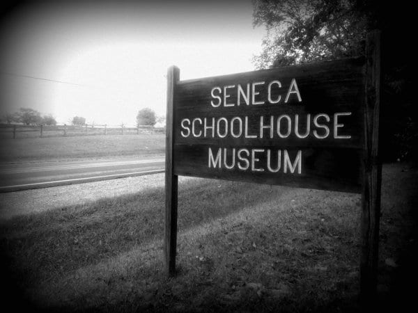 Seneca Schoolhouse Museum sign