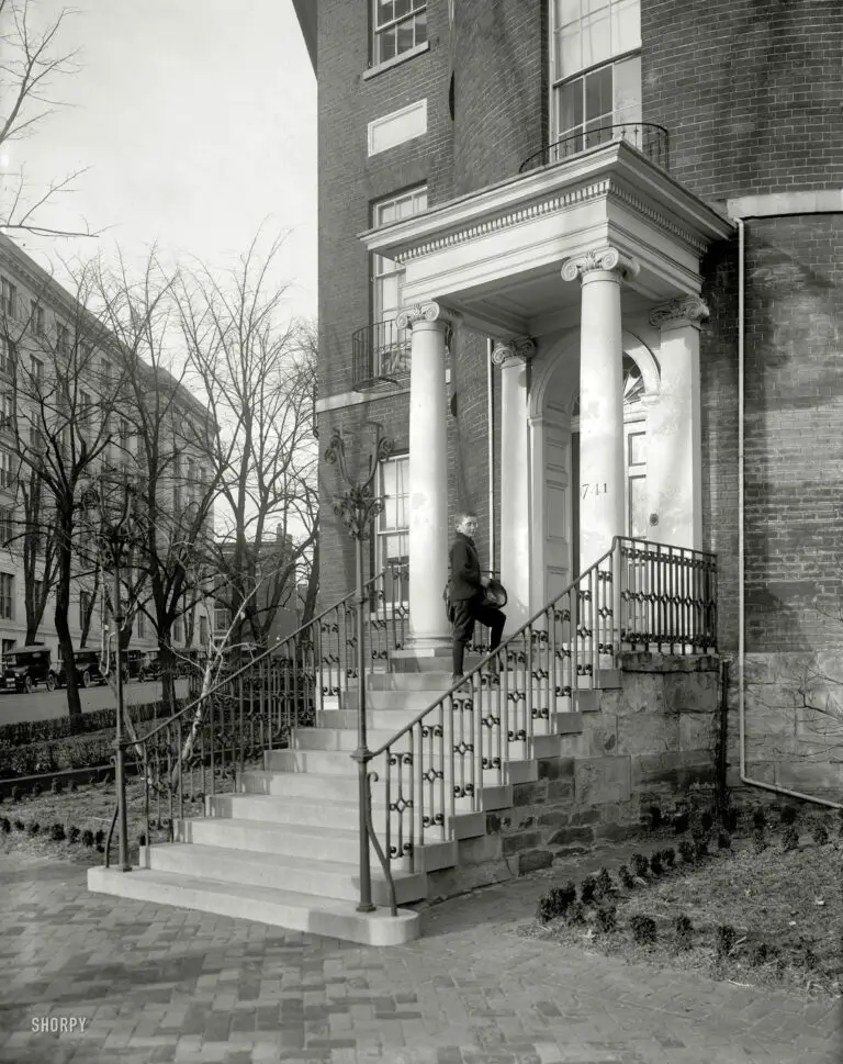 boy on the steps to the Octagon House in 1921