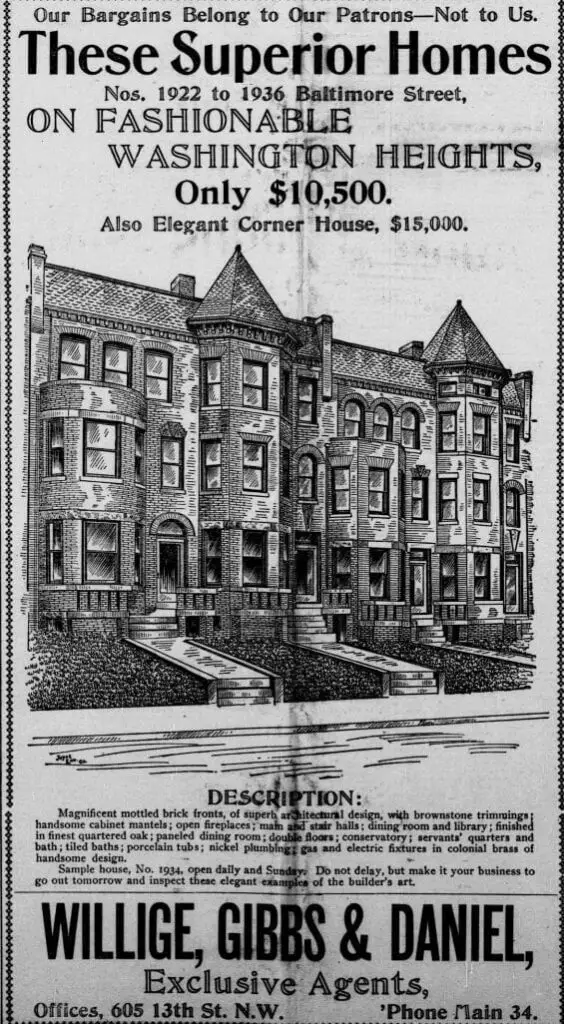 Washington Heights real estate advertisement in 1904