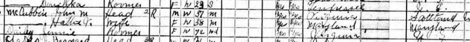 McCubbin family in the 1920 U.S. Census