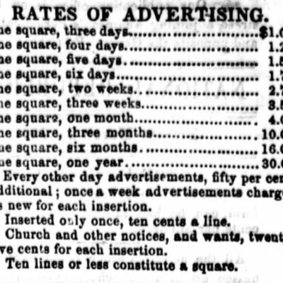 rates of advertising for The National Republican in 1860