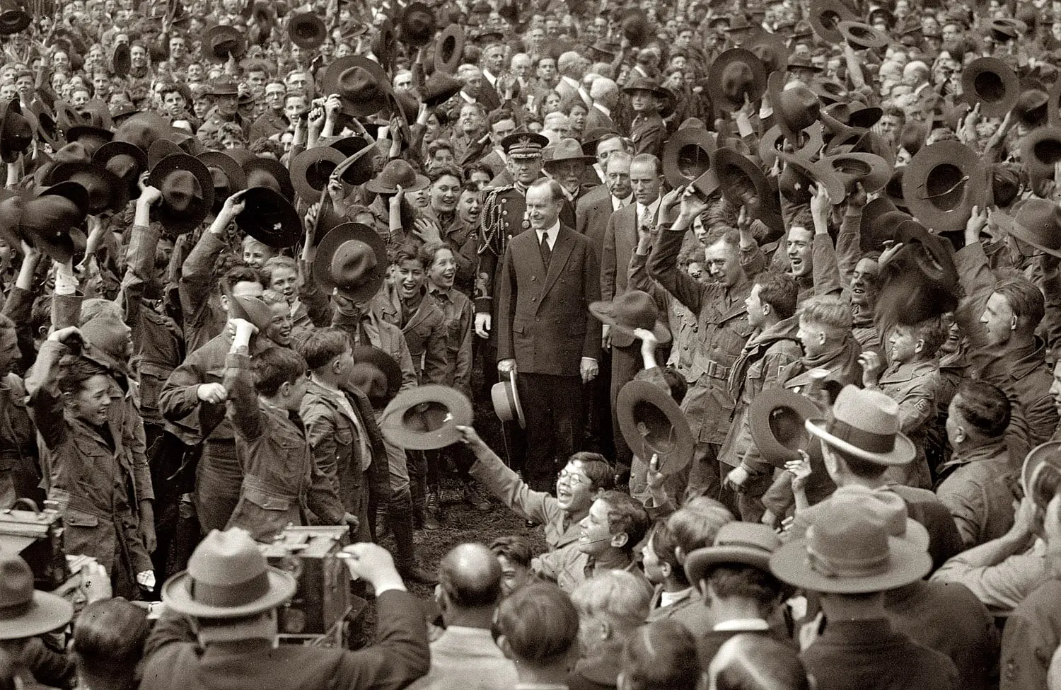 May 1, 1926. President Coolidge and Boy Scouts on the South Lawn of the White House.