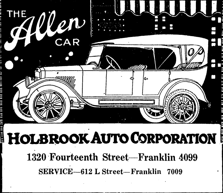 Holbrook Auto Corporation advertisement in 1920