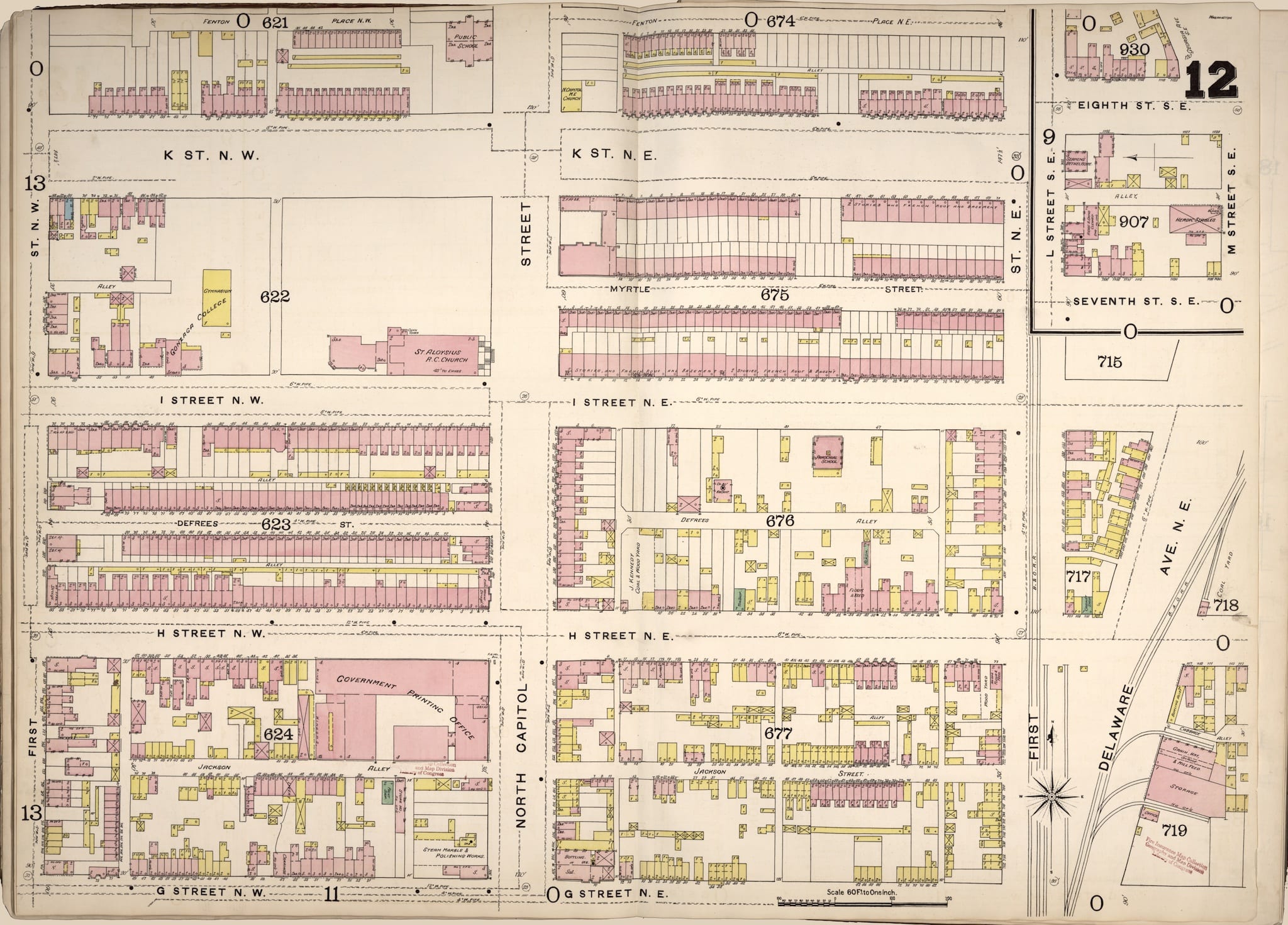 1888 Sanborn fire insurance map of Swampoodle