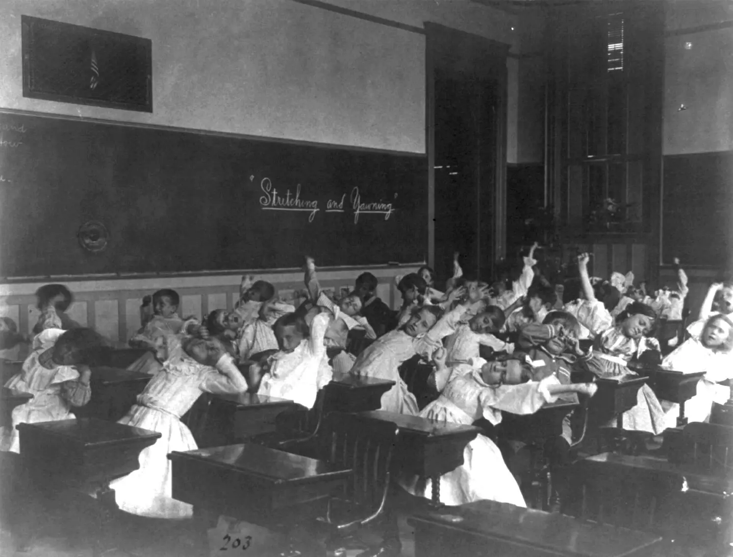 stretching and yawning in the classroom circa 1899