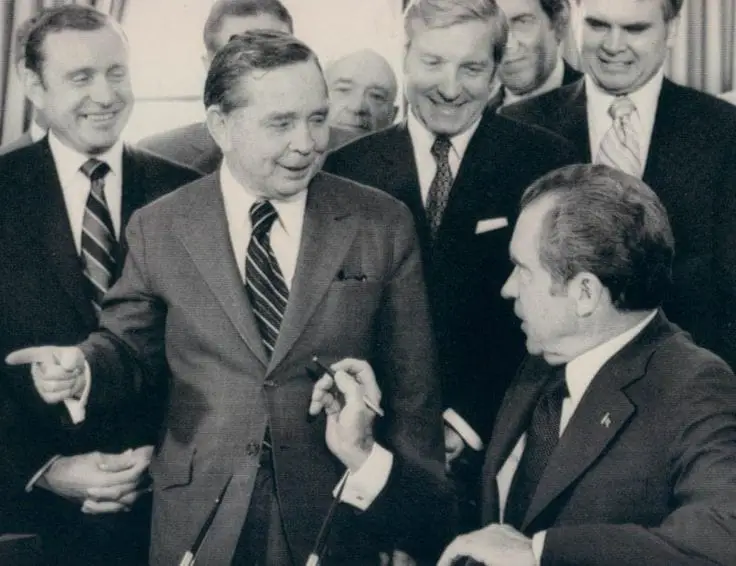 Speaker of the House Carl Albert with President Richard Nixon