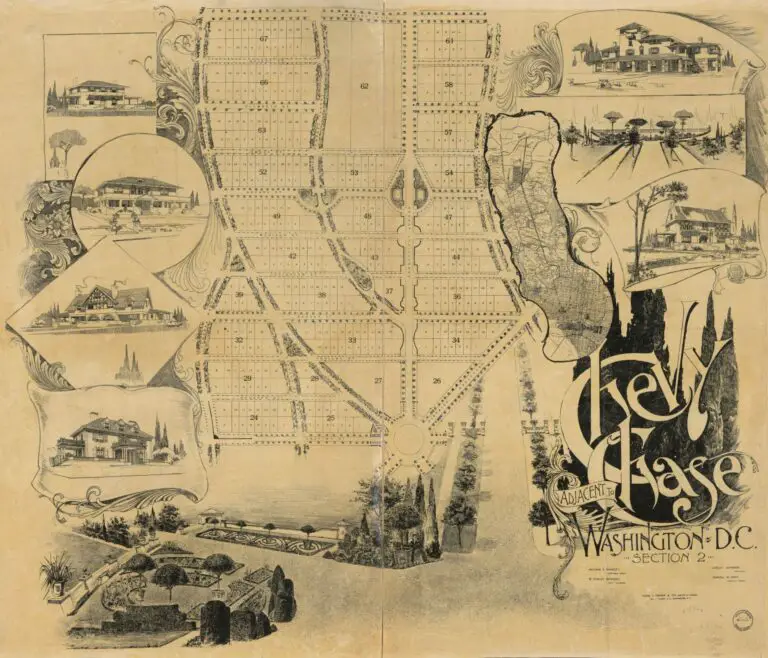 Cadastral map of planned residential subdivisions in what is now the inc. town of Chevy Chase Village (Montgomery County, Md.).