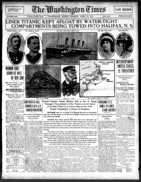 The Washington Times on April 15th, 1912