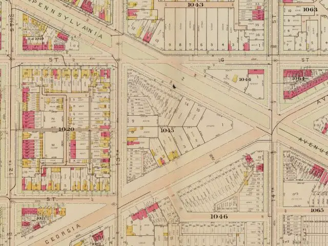 1903 map of Georgia Avenue intersecting Pennsylvania Avenue in SE