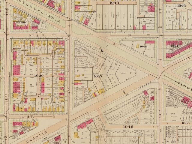 1903 map of Georgia Avenue intersecting Pennsylvania Avenue in SE