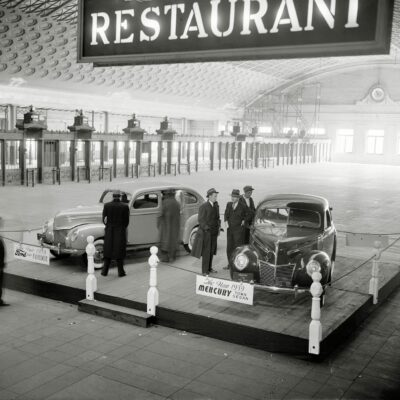 November 23, 1938. Washington, D.C. "Ford Motor Co., Union Station." For the 1939 model year, Ford debuted a new brand called Mercury.
