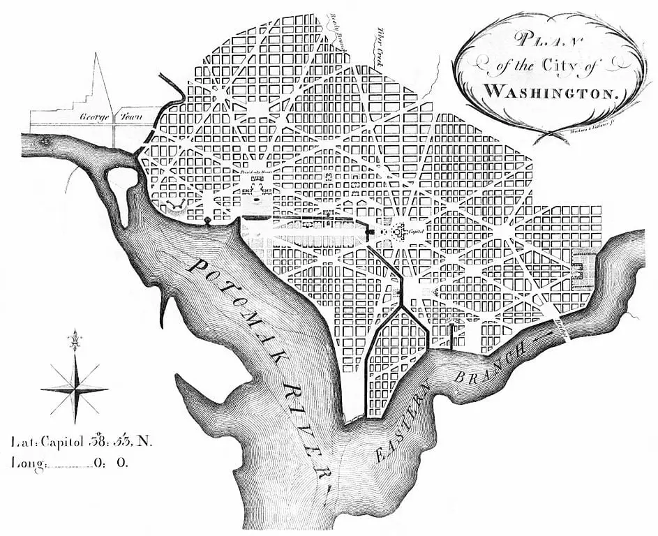 1791 L'Enfant Plan of the new city had no J Street