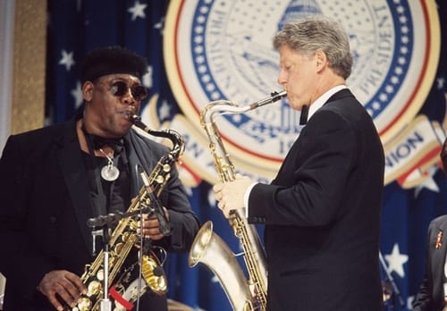 Bill Clinton and Clarence Clemons at 1993 inaugural ball