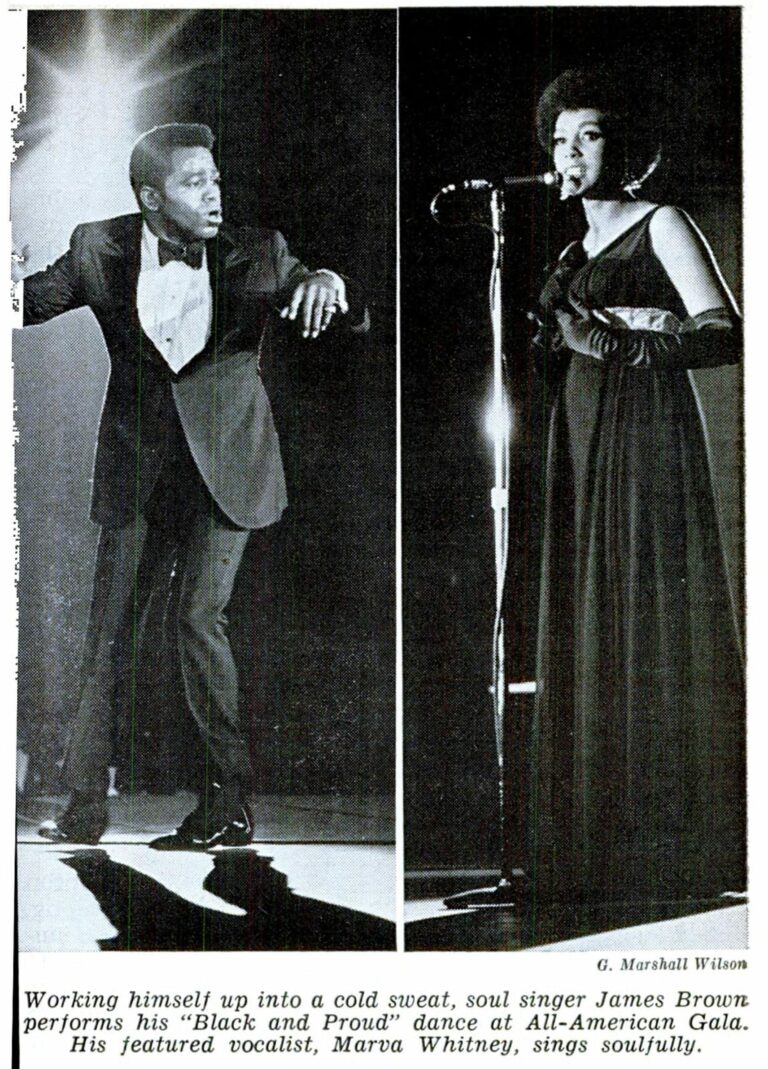 James Brown and Marva Whitney performing at the All-American Gala.