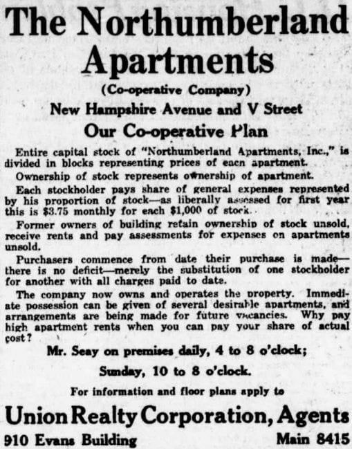 real estate advertisement in the Washington Times - March 26th, 1921