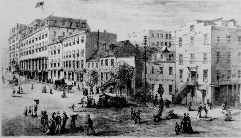 Newspaper row in 1874