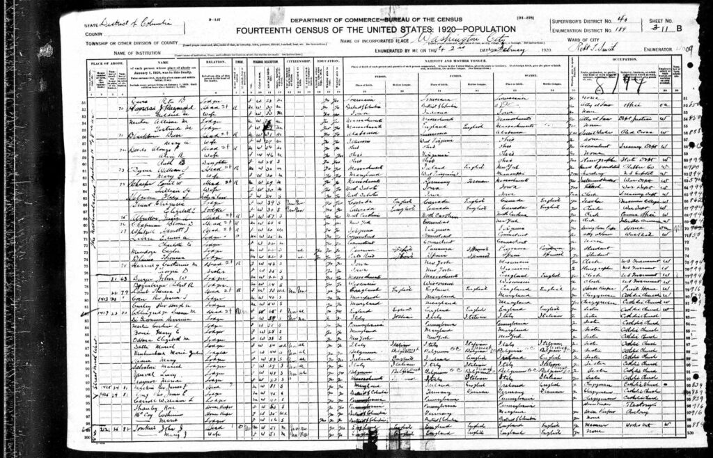 The Northumberland in the 1920 U.S. Census, page 4