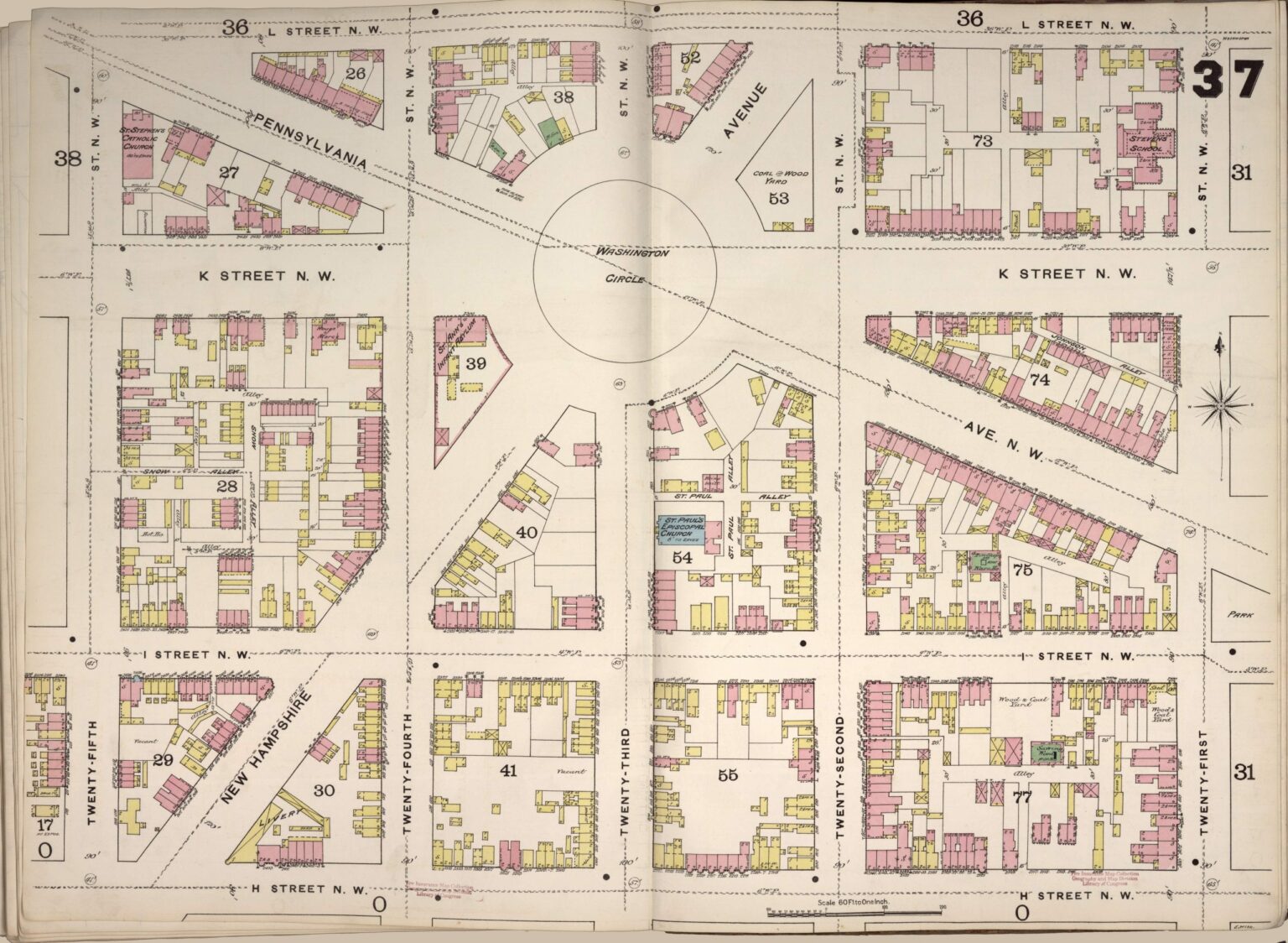 The Sanborn Fire Map of Washington Circle in 1888