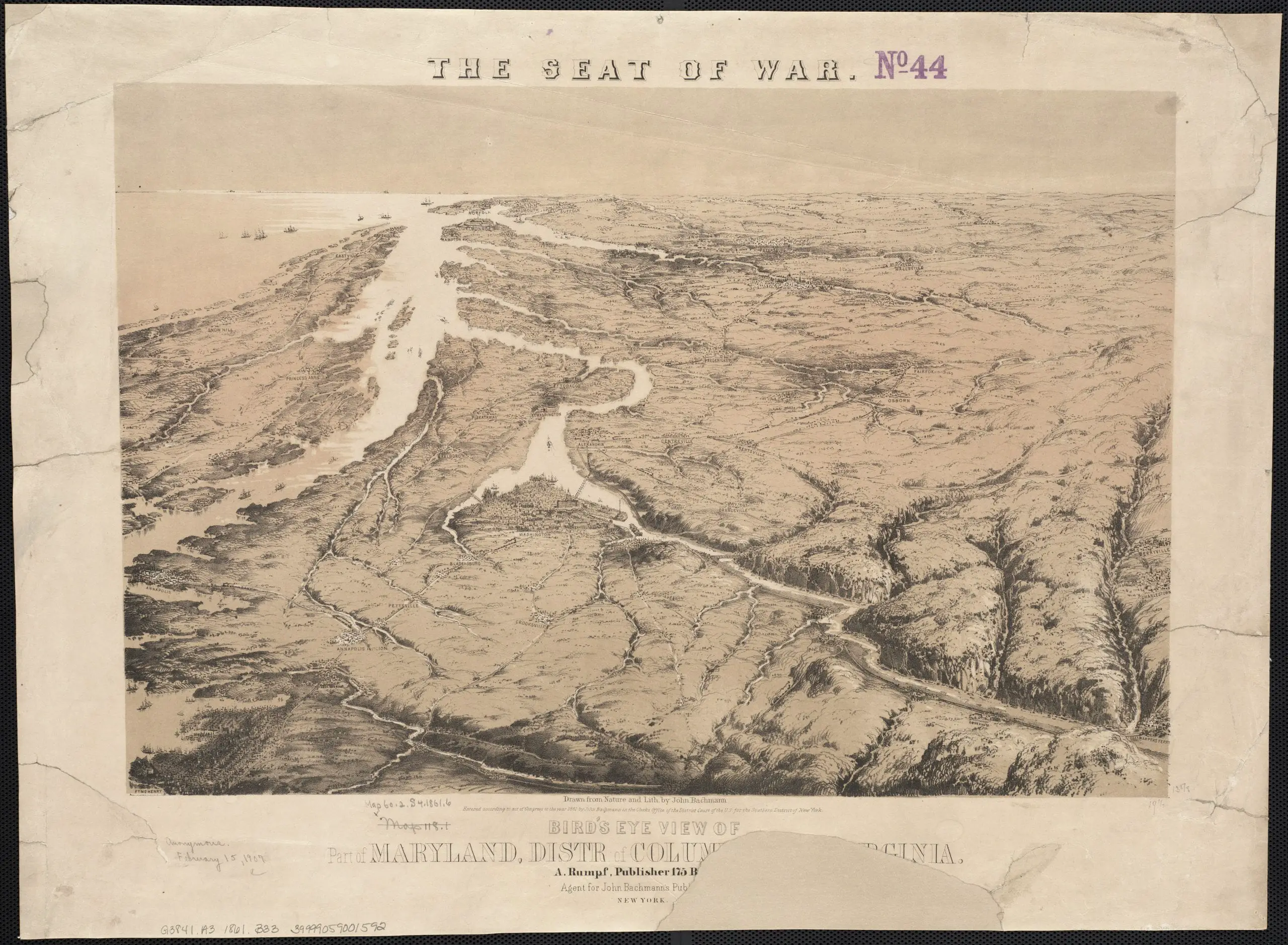 bird's eye view of Washington in 1861