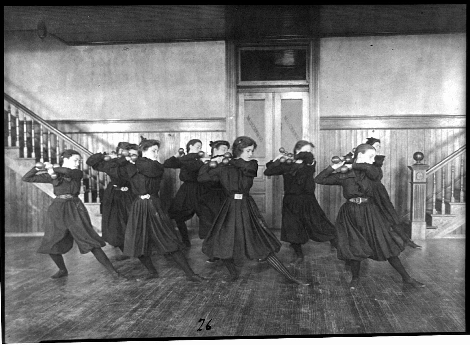 young women exercising with dumbbells at Western High School