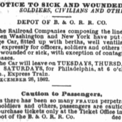 advertisement for soldiers in the Daily National Republican on February 7th, 1863