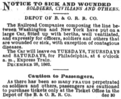 advertisement for soldiers in the Daily National Republican on February 7th, 1863