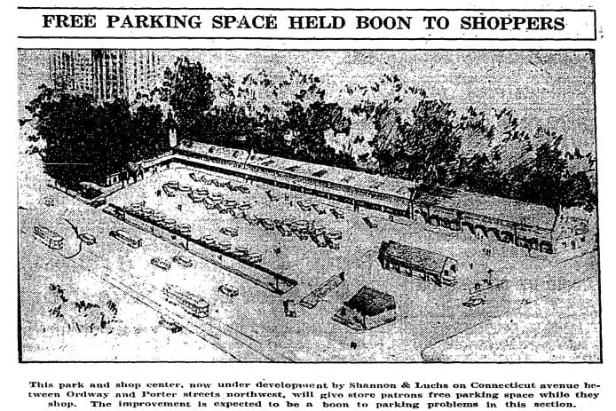 Park and Shop mock-up in the Washington Post - September 14th, 1930