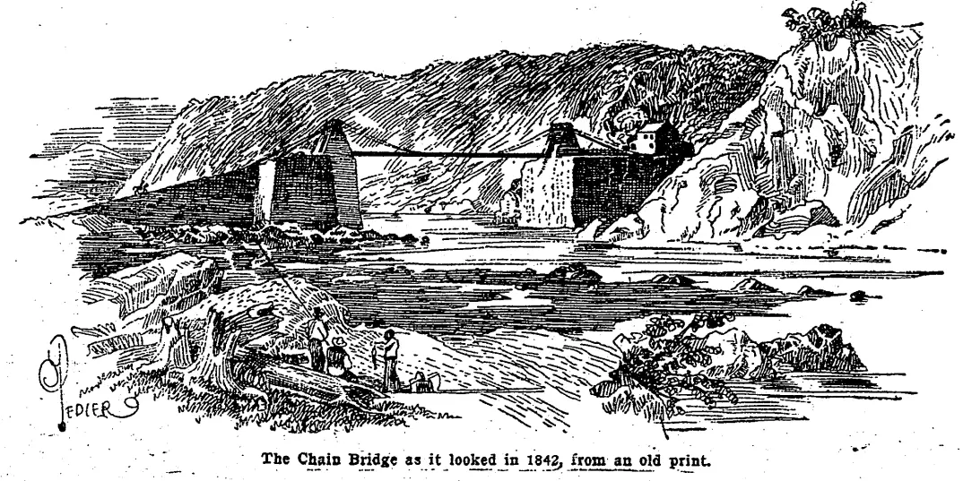 The Chain Bridge as it looked in 1842 (Washington Post)