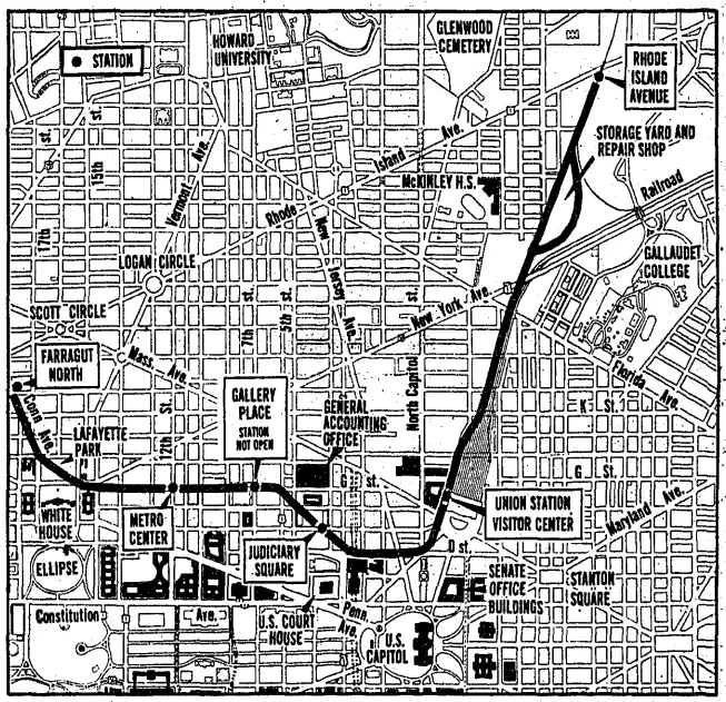 initial map of the Washington Metro system (Washington Post)