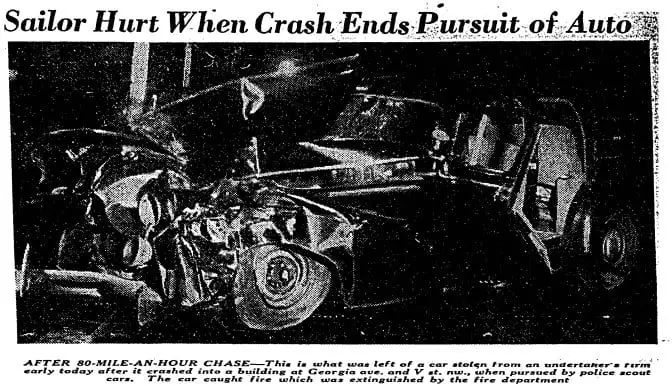 police chase wreck - January 7th, 1944 (Washington Post)